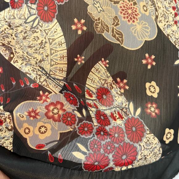 Vtg Speechless Babydoll Sheer Blouse Size L Satin Tie Back Y2K Asian Inspired - Picture 11 of 16